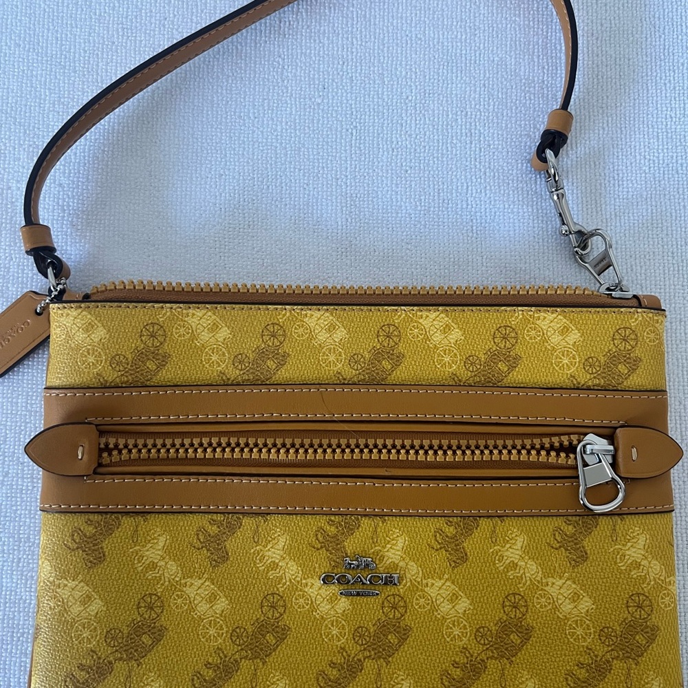 Coach Mustard and Brown Zip Pouch OBO